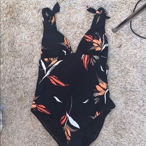 Black floral one piece NWT